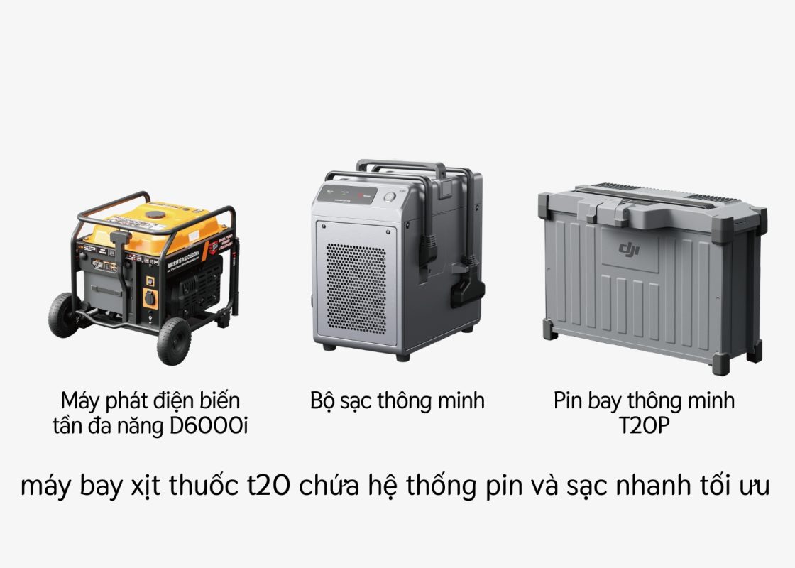 máy bay xịt thuốc t20 chứa hệ thống pin và sạc nhanh tối ưu