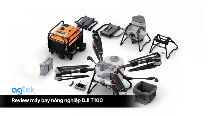 Review máy bay nông nghiệp DJI T100, combo dji agras t100
