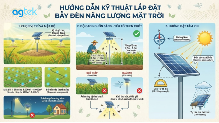 Hướng dẫn kỹ thuật lắp đặt bẫy đèn năng lượng mặt trời
